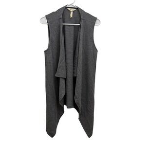 Matilda Jane Womens Medium Gray Sleeveless Draped Cardigan Vest Minimalist Basic
